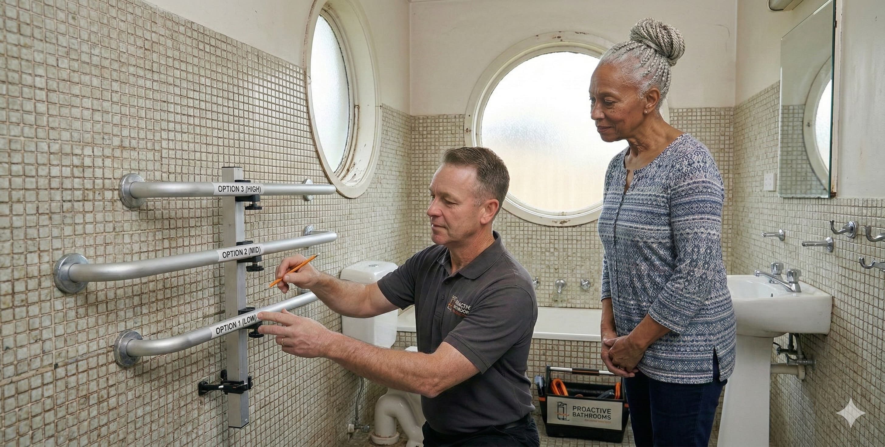 In-home consultation and grab rail testing